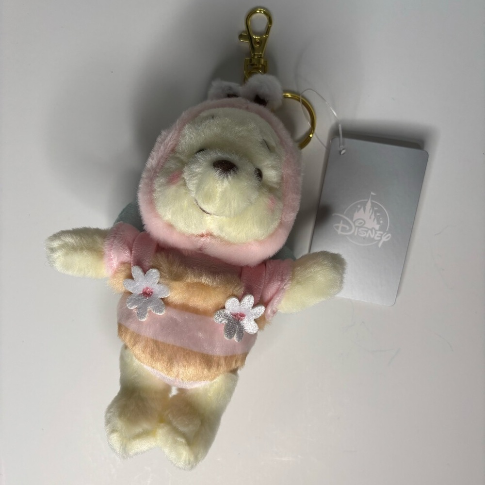 Winnie The Pooh Keychain Japan Disney Store Honey Day Pink Bee Costume Flowers